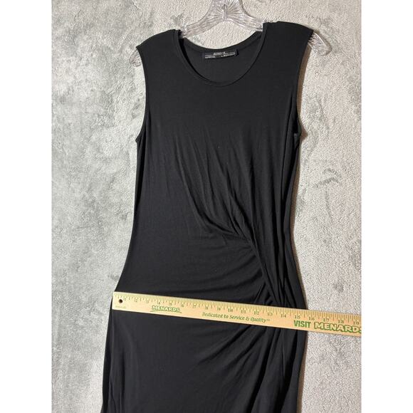 Allsaints Marilla Dress 8 Black Bodycon Ruched Thin Minimal Stretchy Gathered - Picture 13 of 16